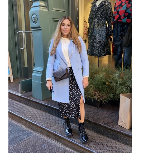 Zara Jackets & Blazers - Zara baby blue pea coat 💙
